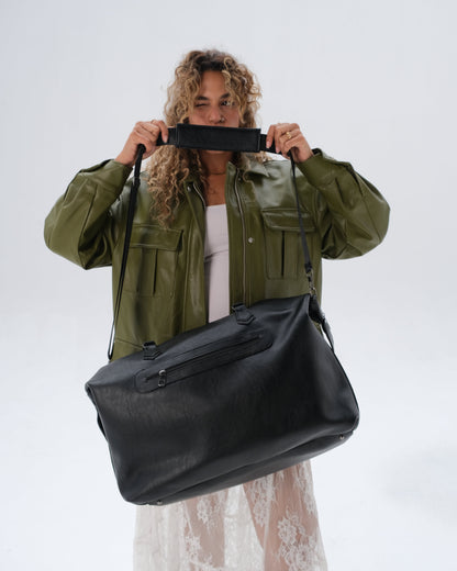 Leather Duffle Bag - Black