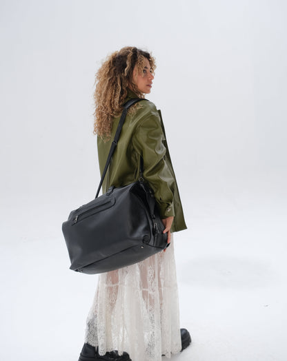 Leather Duffle Bag - Black