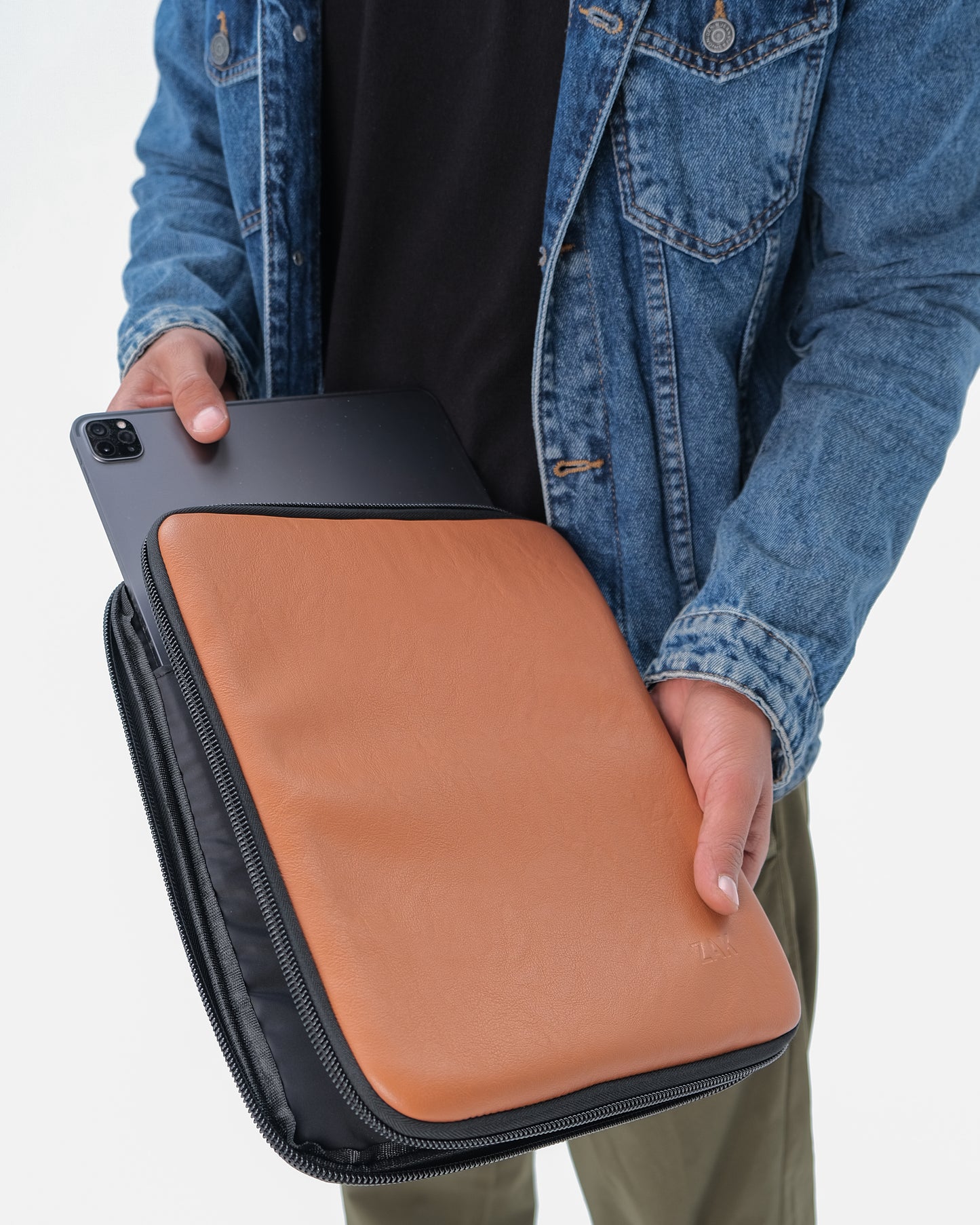 Leather Tablet Cover - Camel