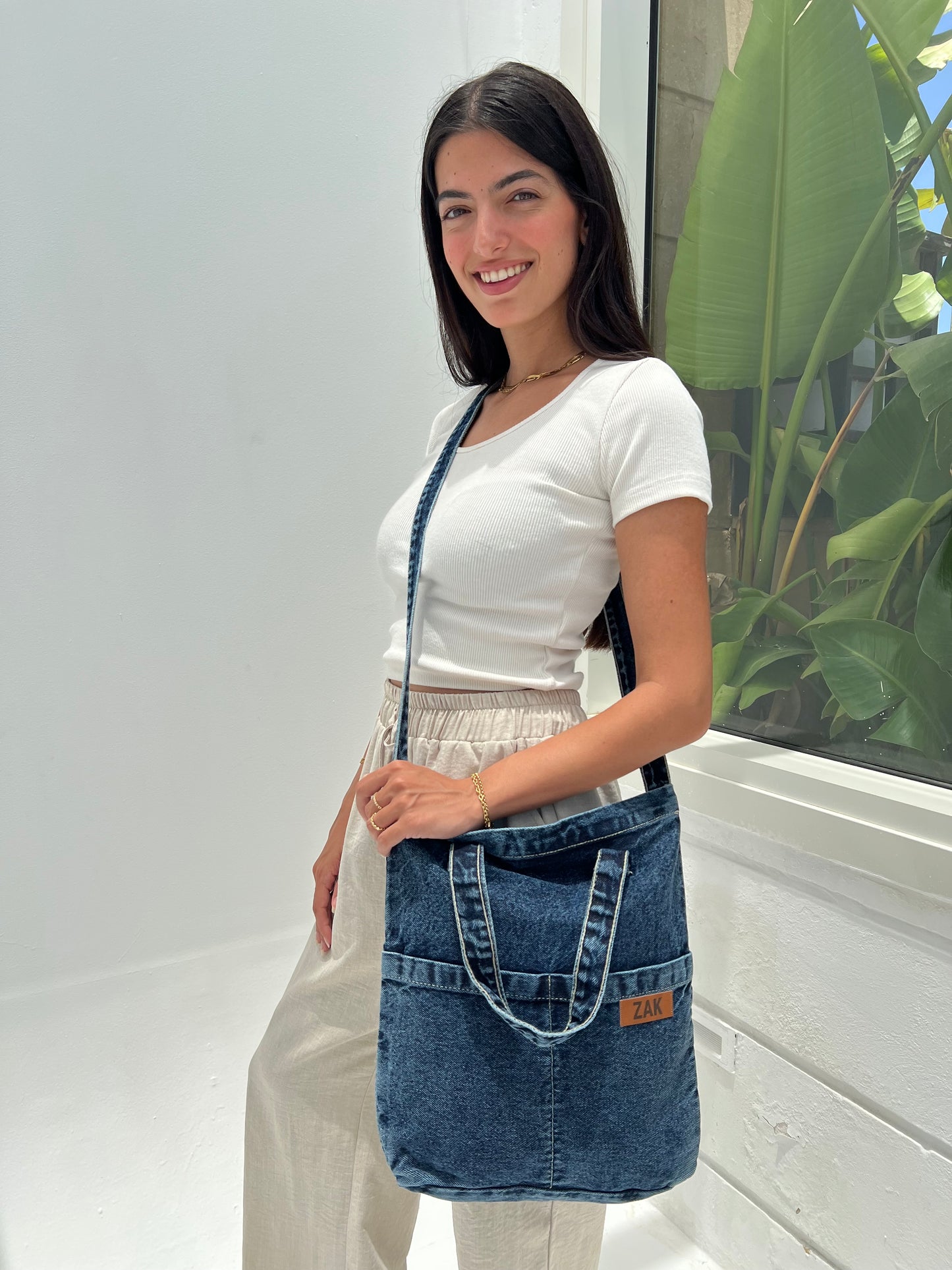 Vela Cross Tote - Mid Denim