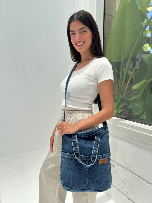 Vela Cross Tote - Mid Denim