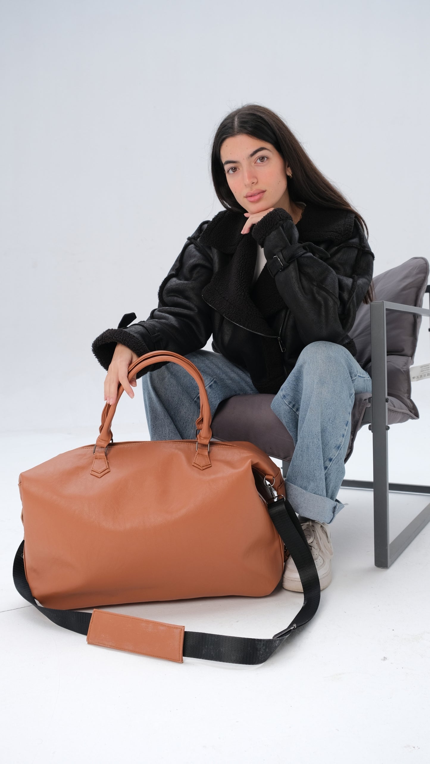 Leather Duffle Bag - Camel