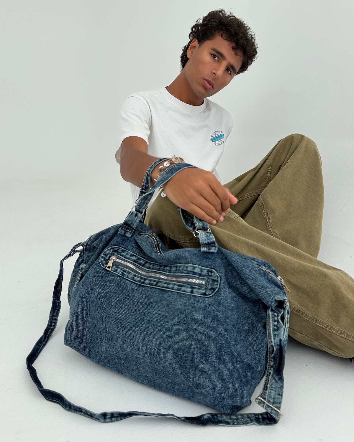 Denim Duffel Bag — Mid Denim
