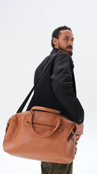 Leather Duffle Bag - Camel