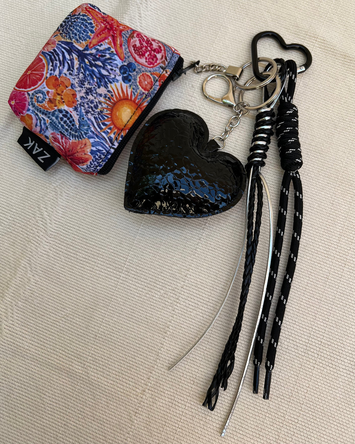 Black Shiny Heart Coin Pouch Charm
