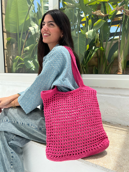 Kaia Crochet Bag – Fuchsia