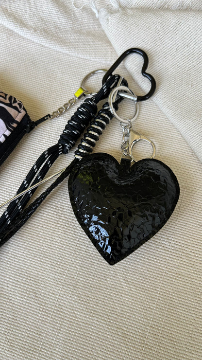 Black Shiny Heart Coin Pouch Charm