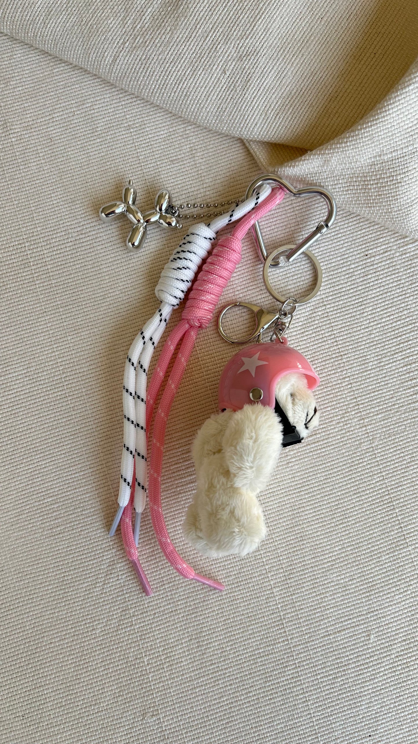 Pink Helmet Bear Charm